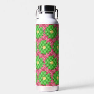Lente roze tartan/heldere groene madeliefje waterfles