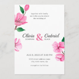 Lente roze tuin delicate kersenbloesem bruiloft kaart