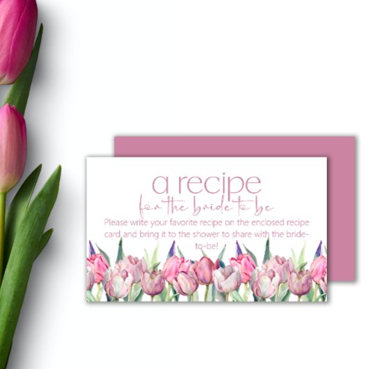 Lente roze tulpen Recept voor de bruid Informatiekaartje