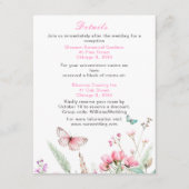 Lente Roze Vlinder Bloem Bruiloft Informatiekaartje (Voorkant)