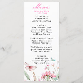 Lente Roze Vlinder Bloem Bruiloft Menu
