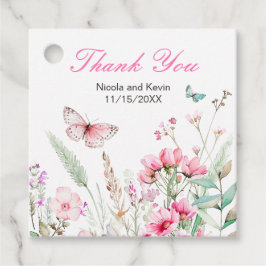 Lente Roze Vlinder Bloemen Huwelijk Bedankjes Labels