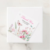 Lente Roze Vlinder Bloemen Huwelijk Bedankjes Labels (In situ)