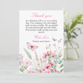 Lente Roze Vlinder Bloemen Huwelijk Bedankkaart (Staand voorkant)
