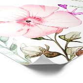 Lente Roze Vlinder Bloemen Huwelijk Poster (Hoek)