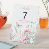 Lente Roze Vlinder Bloemen Huwelijk Reclamebord Met Voetstuk (Insitu)