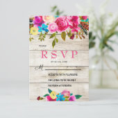 Lente Roze Waterverf Bloem Houten RSVP kaart (Staand voorkant)