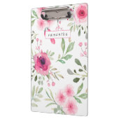 Lente Roze Waterverf Bloem Personalized Klembord (Links)