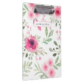 Lente Roze Waterverf Bloem Personalized Klembord (Rechts)