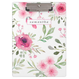 Lente Roze Waterverf Bloem Personalized Klembord
