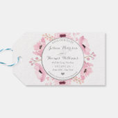 Lente Roze Waterverf Bloemachtige Bewaar De Datum Cadeaulabel (Achterkant Horizontaal)