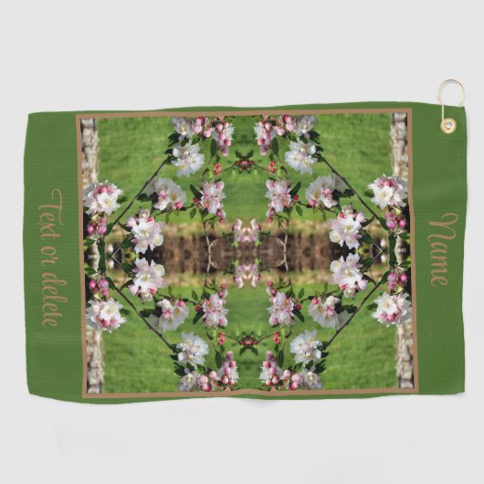 Lente Roze Witte Bloesems Abstract Gepersonaliseer Golfhanddoek (Horizontaal)