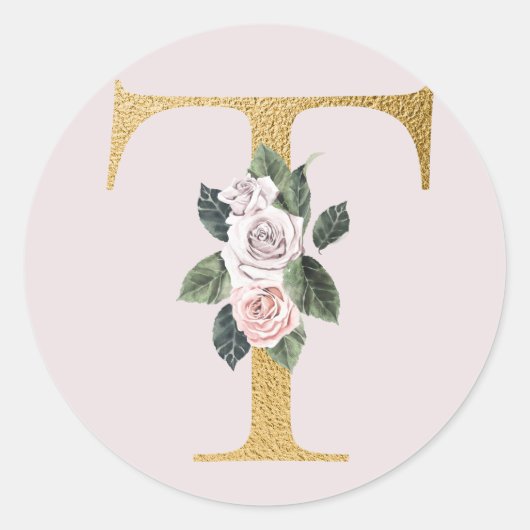 Lente rozen goud initialen sticker letter T (Voorkant)
