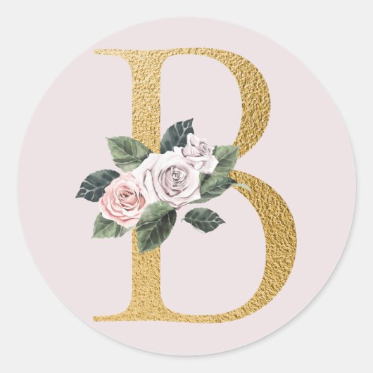Lente rozen gouden initiaal sticker letter B (Voorkant)