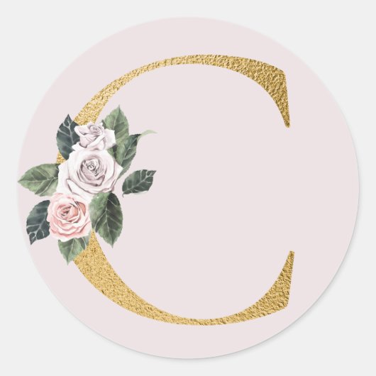 Lente rozen gouden initiaal sticker letter C (Voorkant)