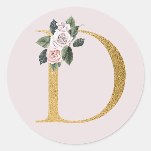 Lente rozen gouden initiaal sticker letter D (Voorkant)