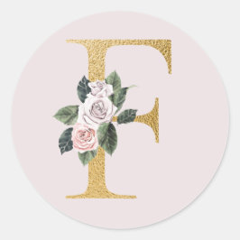 Lente rozen gouden initiaal sticker letter F