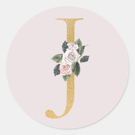 Lente rozen gouden initiaal sticker letter J (Voorkant)