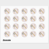 Lente rozen gouden initiaal sticker letter N (Vel)