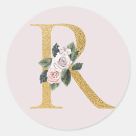 Lente rozen gouden initiaal sticker letter R