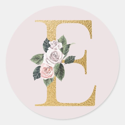 Lente rozen gouden initialen sticker letter E (Voorkant)