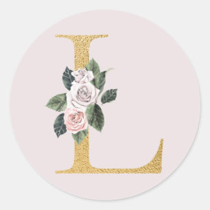 Lente rozen gouden initialen sticker letter L