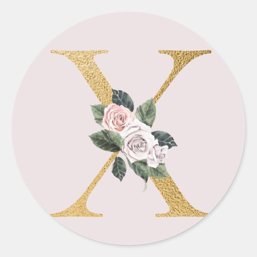 Lente rozen gouden initialen sticker letter X (Voorkant)