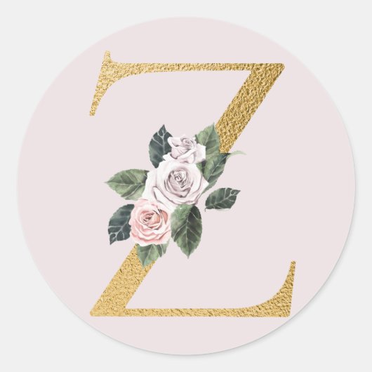Lente rozen gouden initialen sticker letter Z (Voorkant)