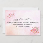 Lente Sakura Bloemen en Dessert bruidsmeisje perso Kaart (Achterkant)