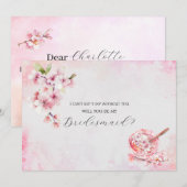 Lente Sakura Bloemen en Dessert bruidsmeisje perso Kaart (Voorkant / Achterkant)