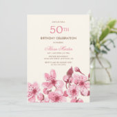 Lente Sakura Kersenbloesem Roze Cream Verjaardag Kaart (Staand voorkant)