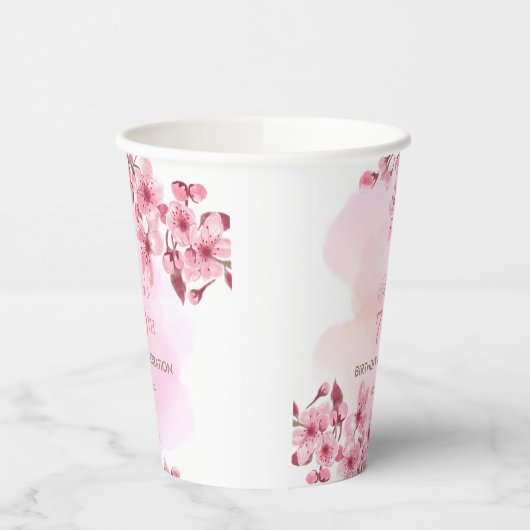 Lente Sakura Kersenbloesem Roze Cream Verjaardag Papieren Bekers (Links)