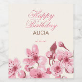 Lente Sakura Kersenbloesem Roze Cream Verjaardag Wijn Etiket (Enkel label)