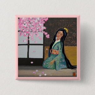 lente sakura vierkante button 5,1 cm