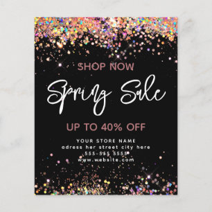 Lente Sale Holografische Glitter Moderne Zwarte Fl Flyer