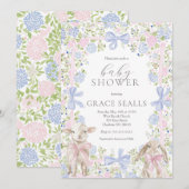 Lente schaap en konijn baby shower uitnodiging (Voorkant / Achterkant)