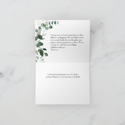 LENTE SCHOONHEID BOTANISCH GROEN BRUILOFT BEDANKKAART (Binnen)
