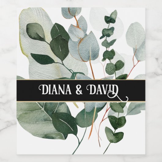 LENTE SCHOONHEID BOTANISCH GROEN Bruiloft Koppels Wijn Etiket (Enkel label)