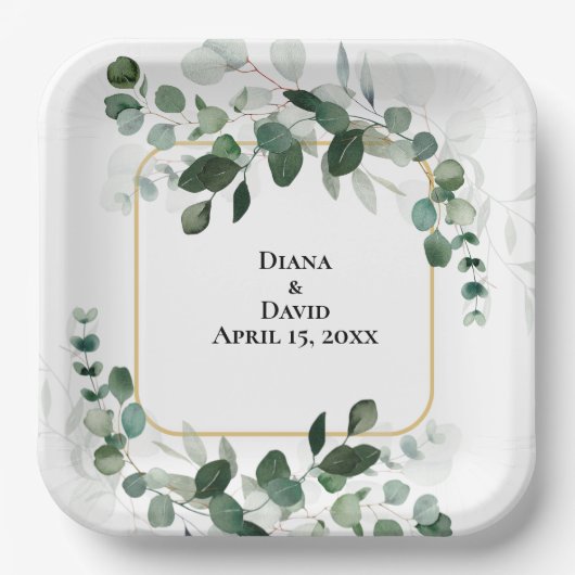 LENTE SCHOONHEID BOTANISCH GROEN BRUILOFT PAPIEREN BORDJE (Voorkant)