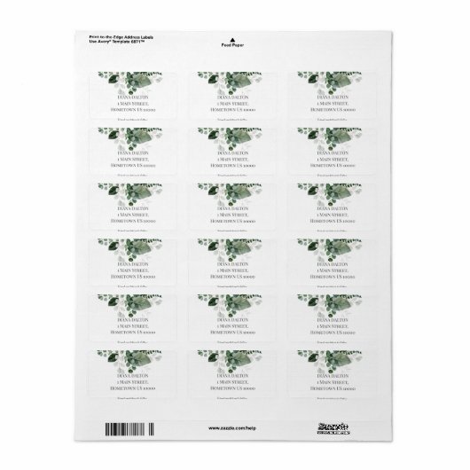 LENTE SCHOONHEID BOTANISCHE GROENE BLADEREN ETIKET (Full Sheet)