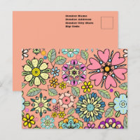 Lente Seizoen Retro Bloem Kleuren Naadloos Patroon