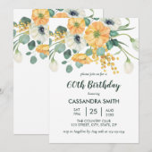 Lente Sinaasappel & Witte Anemone Bloemen Verjaard Kaart (Voorkant / Achterkant)