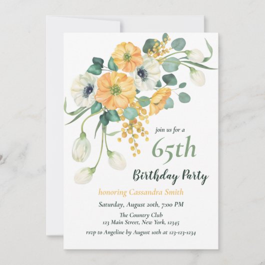 Lente Sinaasappel & Witte Anemone Botanische Verja Kaart (Voorkant)