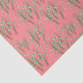 Lente sneeuwdruppel trossen op koraal roze tissuepapier (Detail)