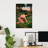 Lente spreidt één groene schoot van bloemen poster (Thuiskantoor)