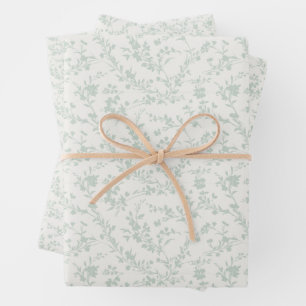 Lente Sprigs Gedempte Salie - Neutraal  Inpakpapier Vel