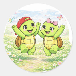 Lente Sprong Ronde Sticker