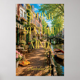 Lente Staat Van Geest Amsterdam Gracht Cafe Kunst Poster