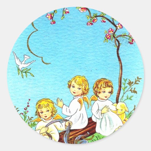 Lente stickers cherubs en lamsvlees (Voorkant)