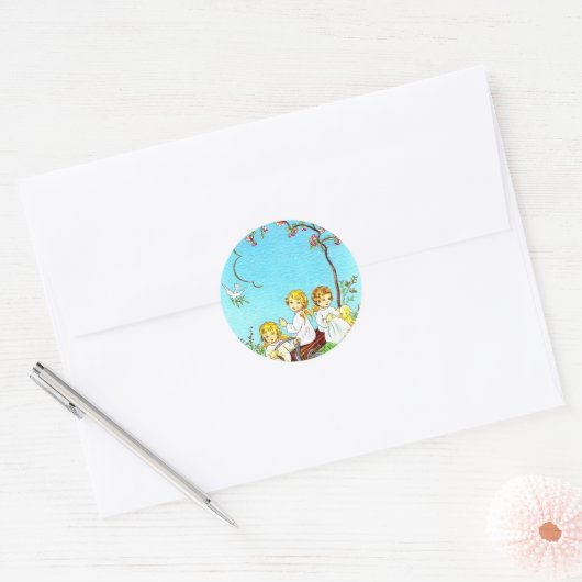 Lente stickers cherubs en lamsvlees (Envelop)